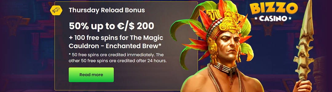 Bizzo Casino Get a 50% Match And 100 Free Spins Weekly